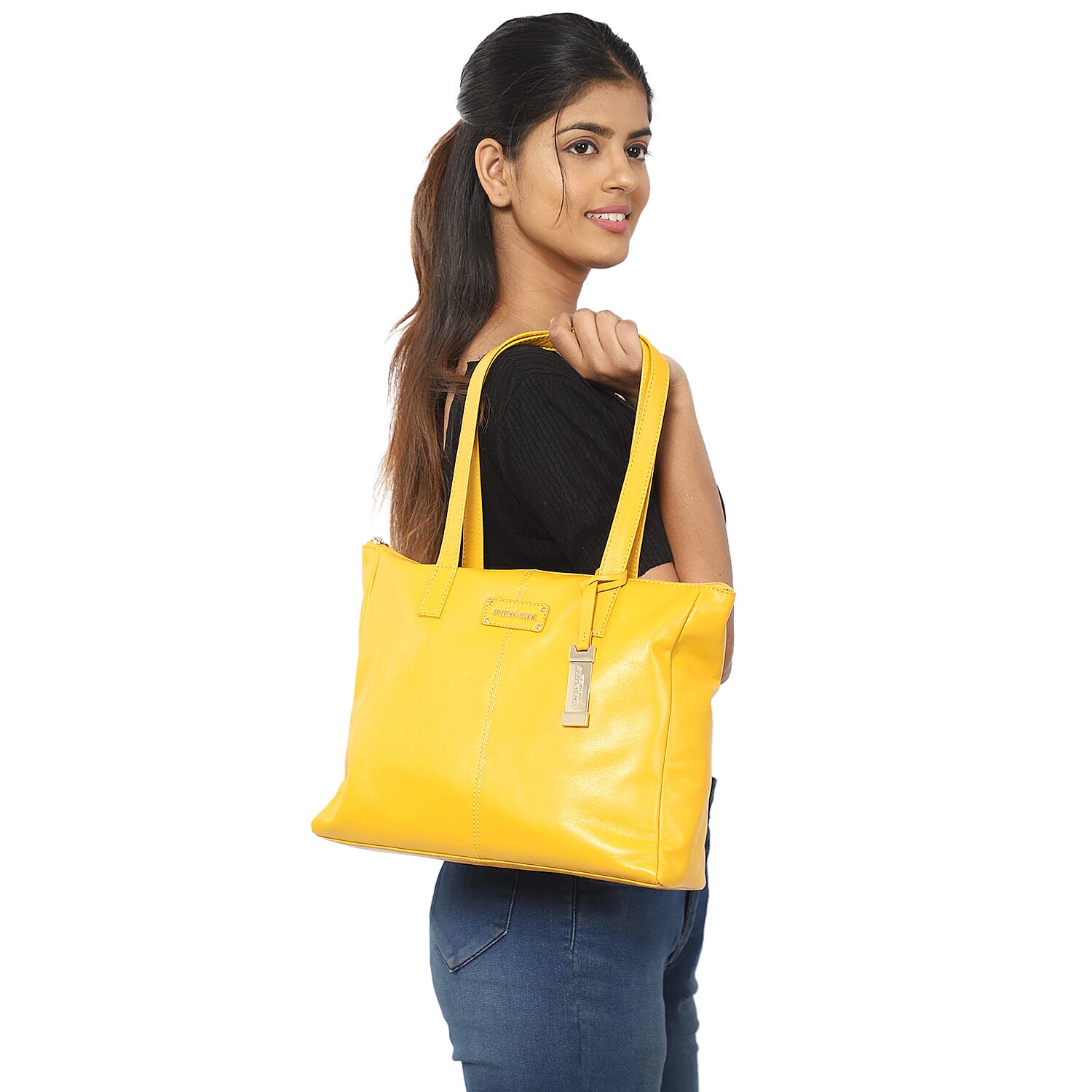 Union Code 100% Genuine Leather Blue Tote Bag and RFID Wristlet/Clutch Bag