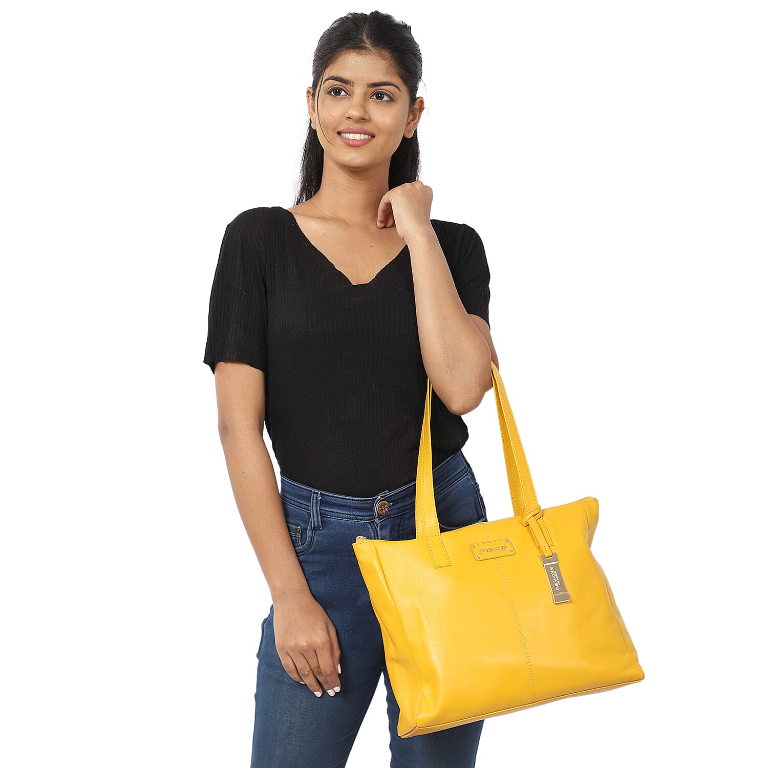 Union Code 100% Genuine Leather Blue Tote Bag and RFID Wristlet/Clutch Bag