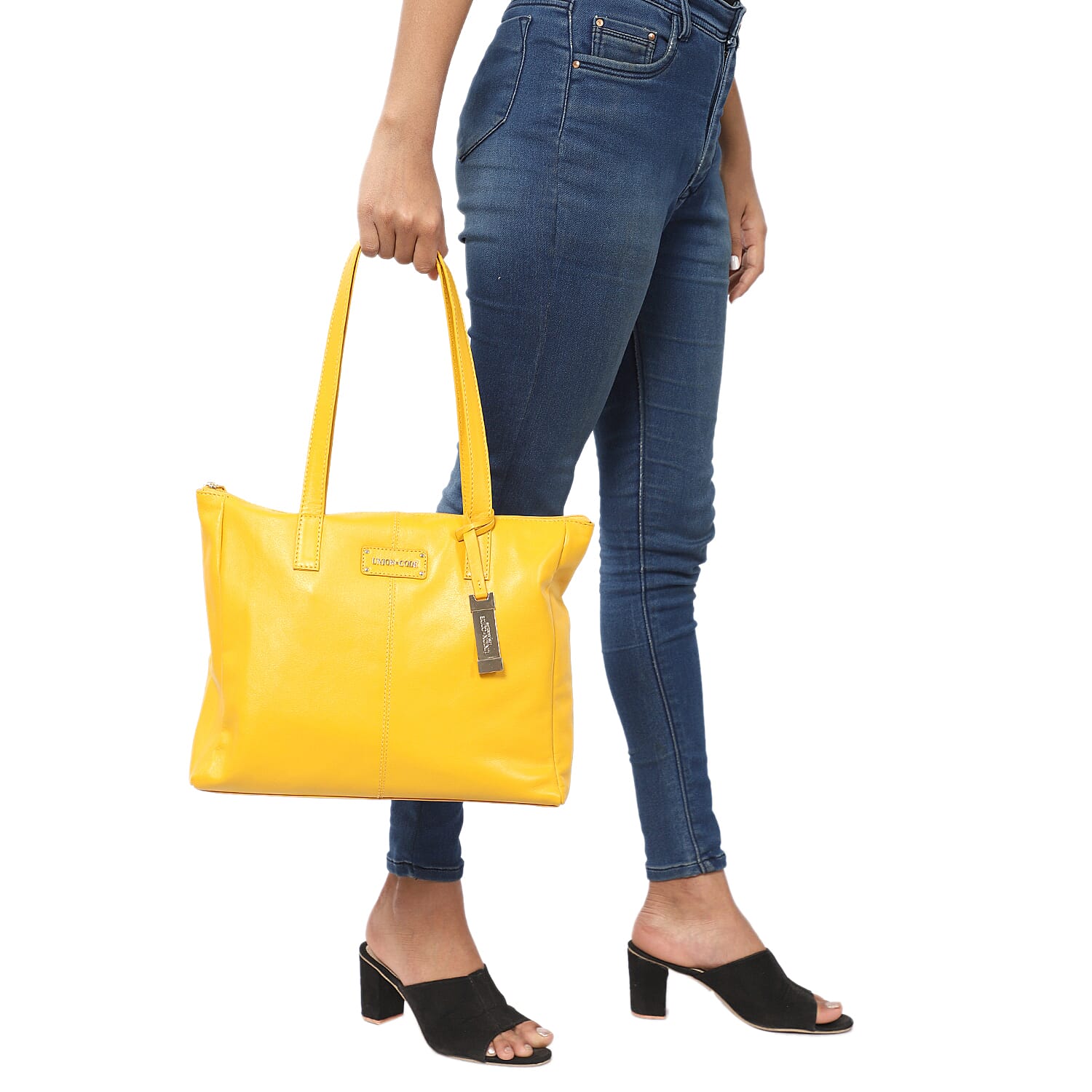 Union Code 100% Genuine Leather Blue Tote Bag and RFID Wristlet/Clutch Bag