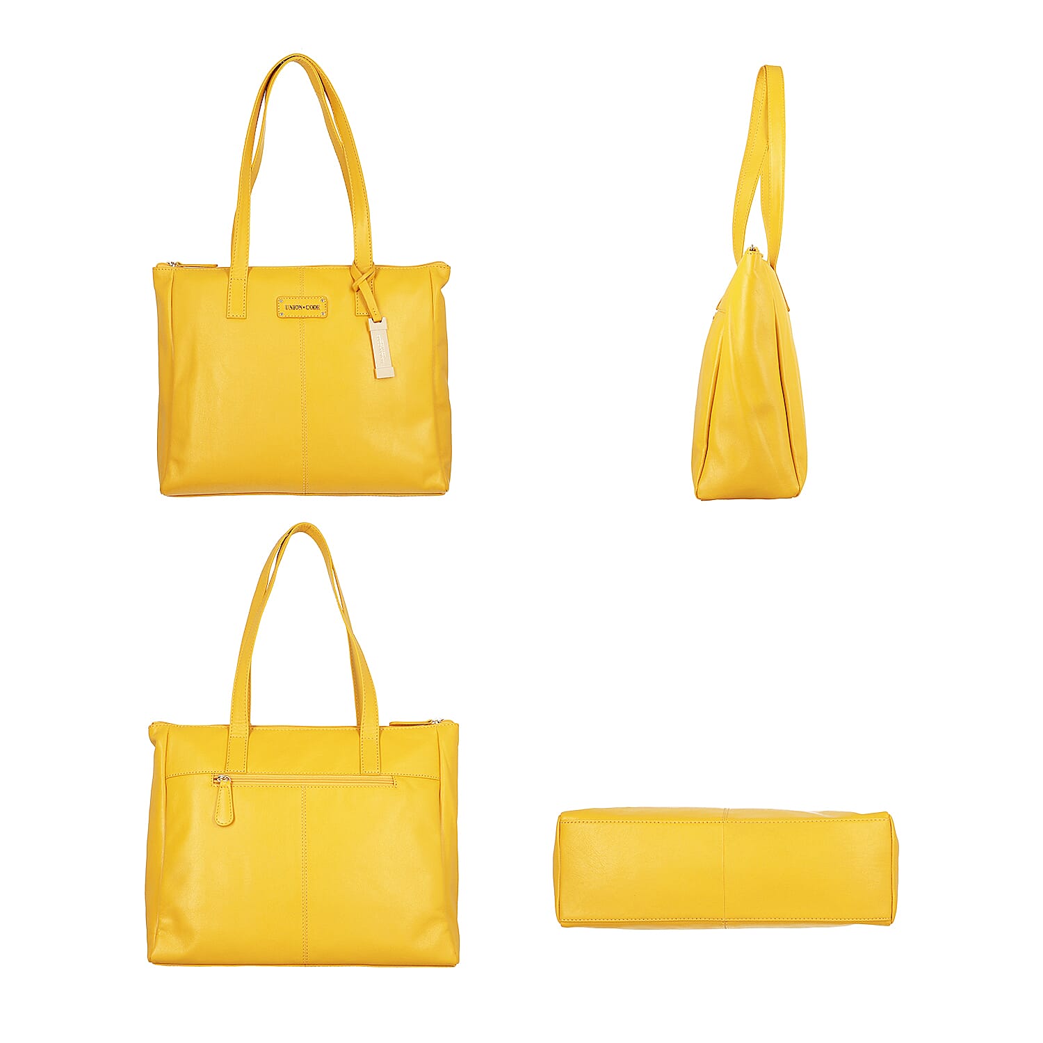 Union Code 100% Genuine Leather Blue Tote Bag and RFID Wristlet/Clutch Bag