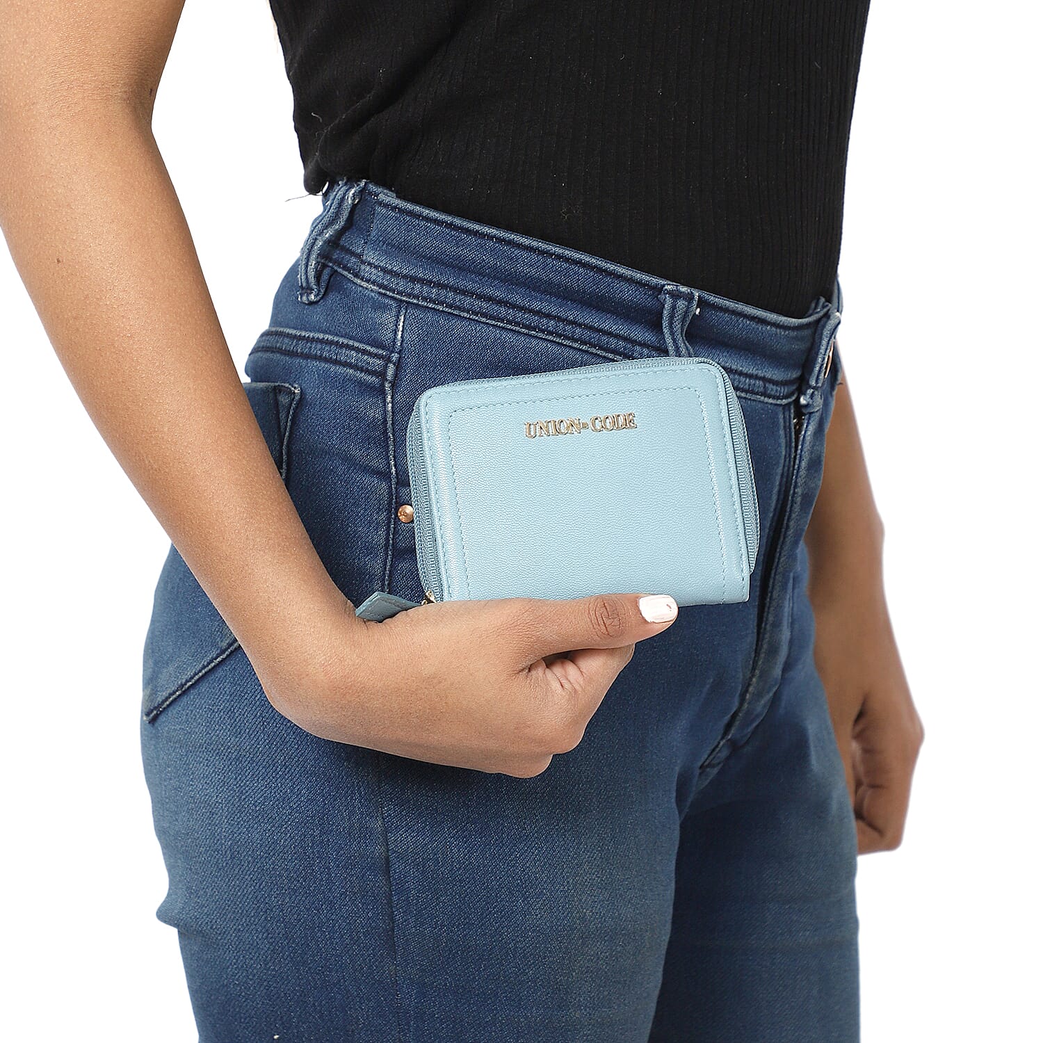 Union Code 100% Genuine Leather RFID Blue Wallet