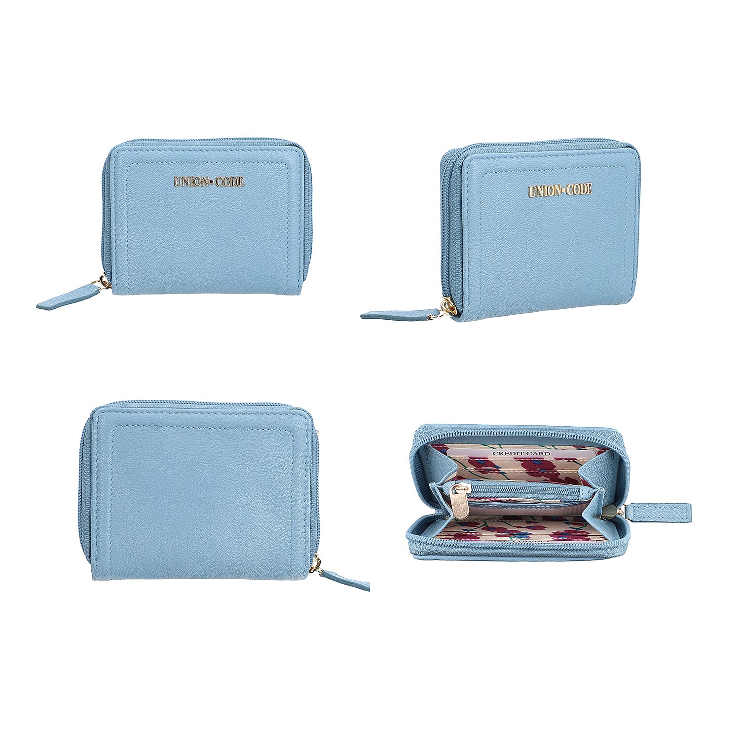 Union Code 100% Genuine Leather RFID Blue Wallet