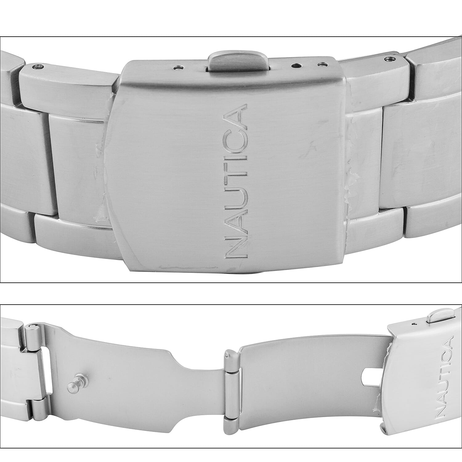 Nautica Ocean Beach 10 ATM Water Resistant Chronograph Mens Watch with Navy Steel Strap - 48MM