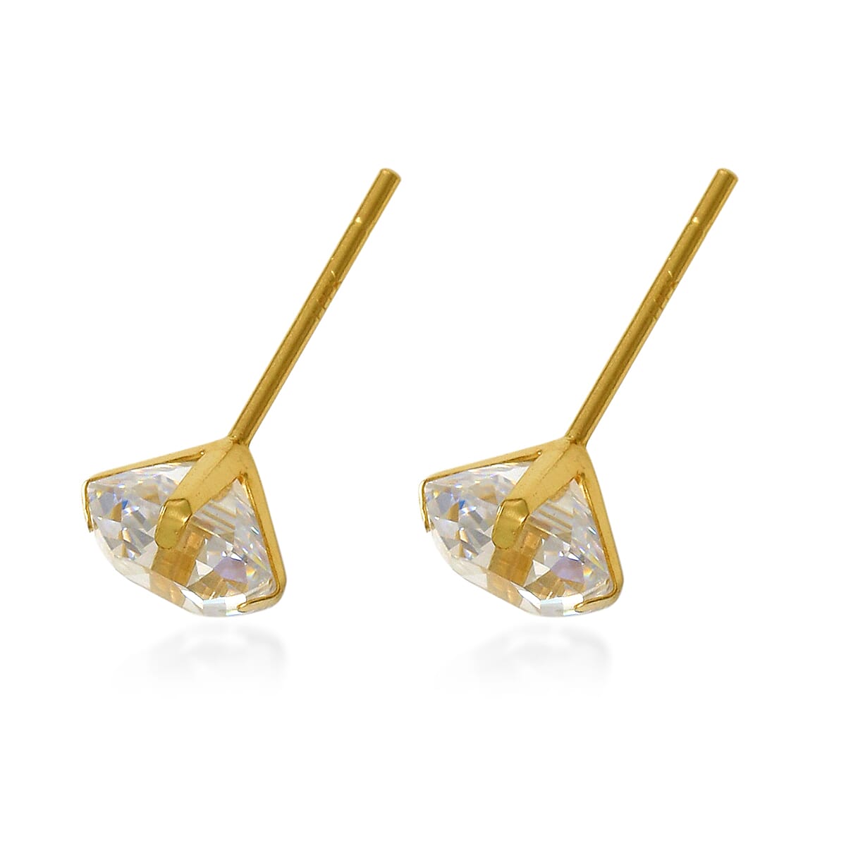 One Time Close Out Deal- 9K Yellow Gold Asscher Cut  Zirconia Earrings (with Push Back) 2.00 Ct.