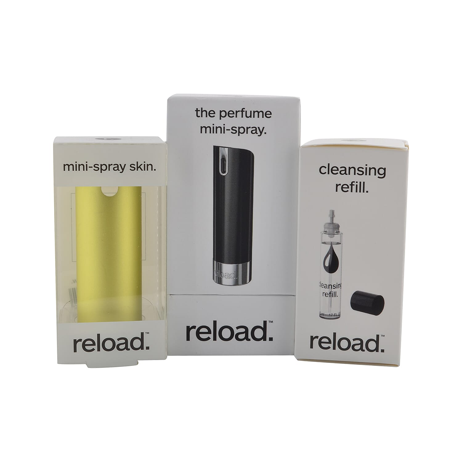 Reload Mini Perfume Spray Black (Incl. Cleansing Refill & Yellow Skin)