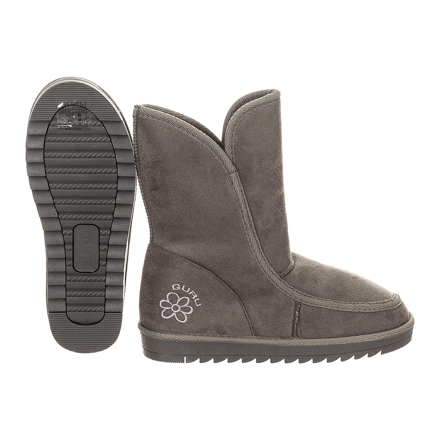 GURU Womens Winter Fluffy Ankle Boots - Grey