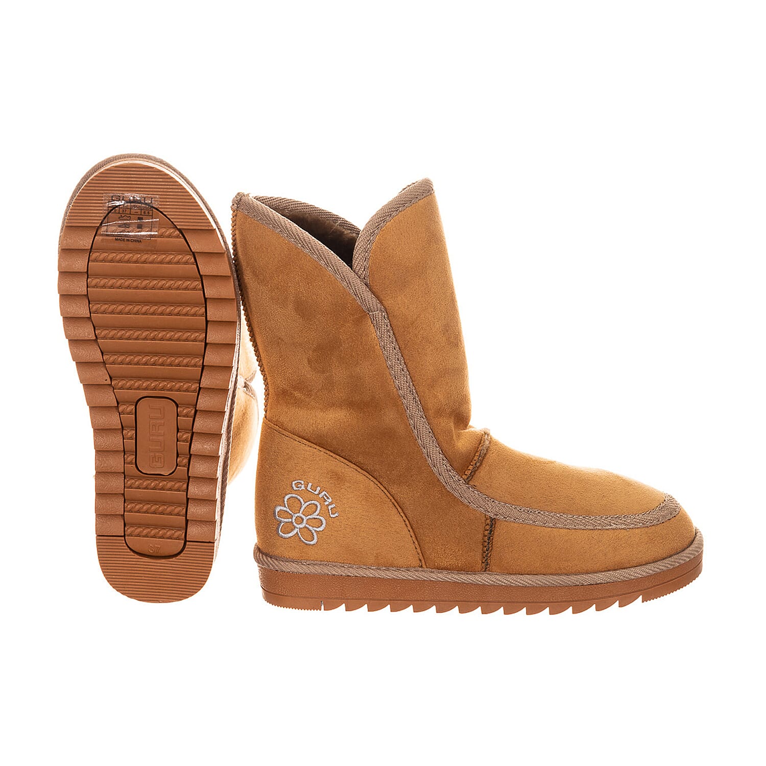 GURU Womens Winter Fluffy Ankle Boots (Size 3) - Honey-Tan