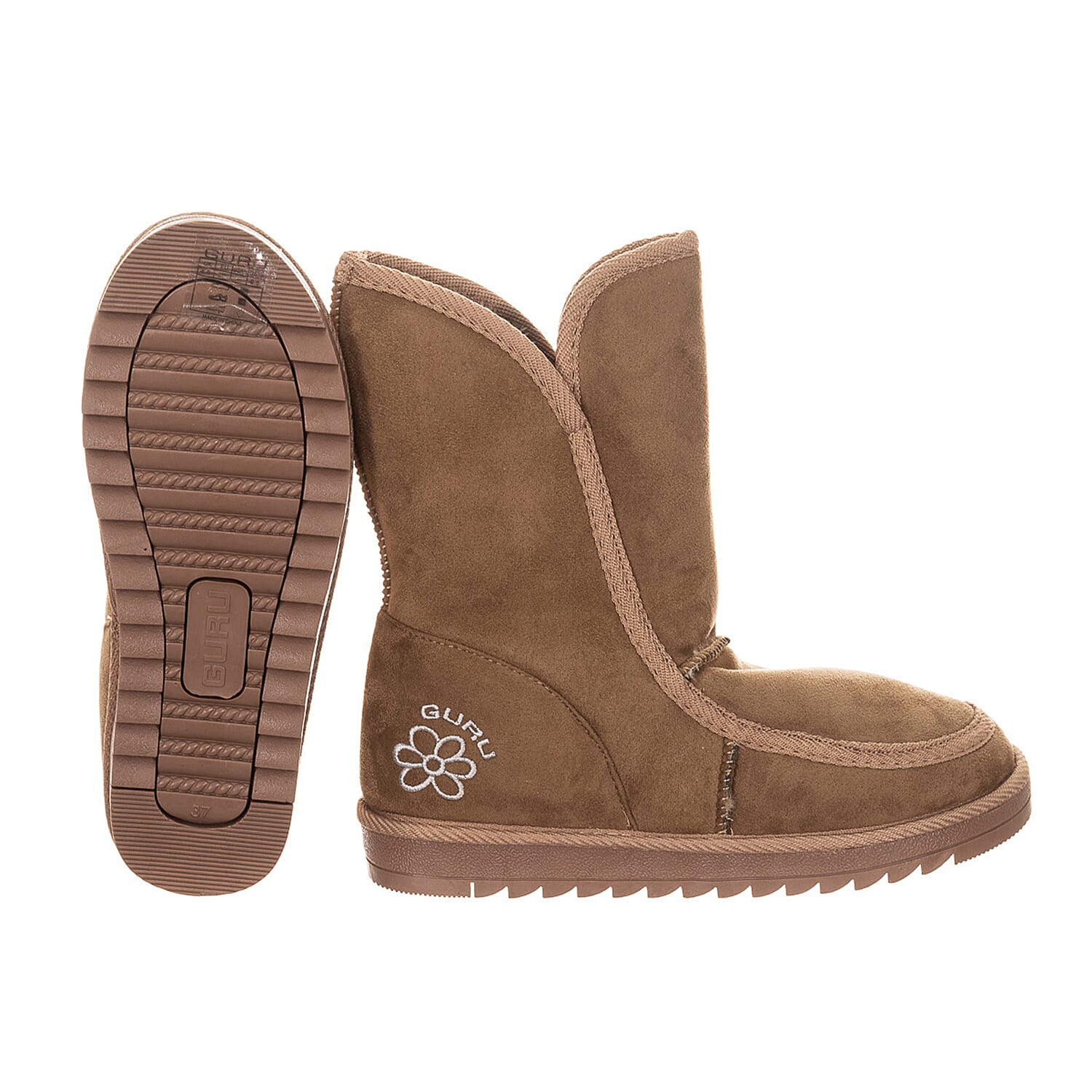 GURU Womens Winter Fluffy Ankle Boots (Size 3) - Sand Brown