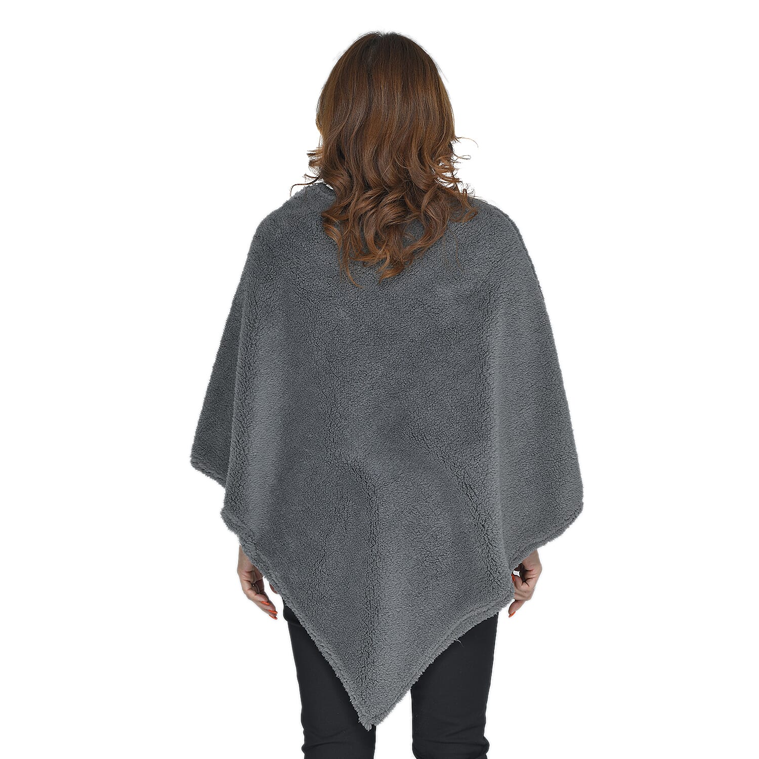 Elegant Faux fur Poncho (Size 109x99 Cm) - Grey
