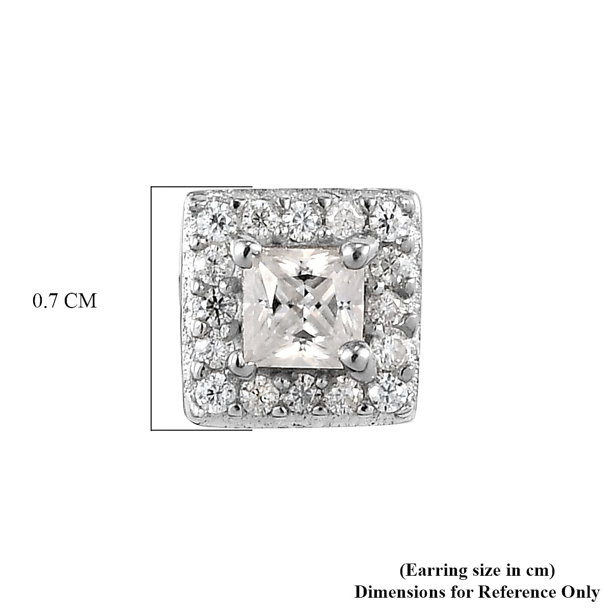 Moissanite  Main Stone With Side Stone Earring in Platinum Overlay Sterling Silver 0.40 ct  0.398  Ct.