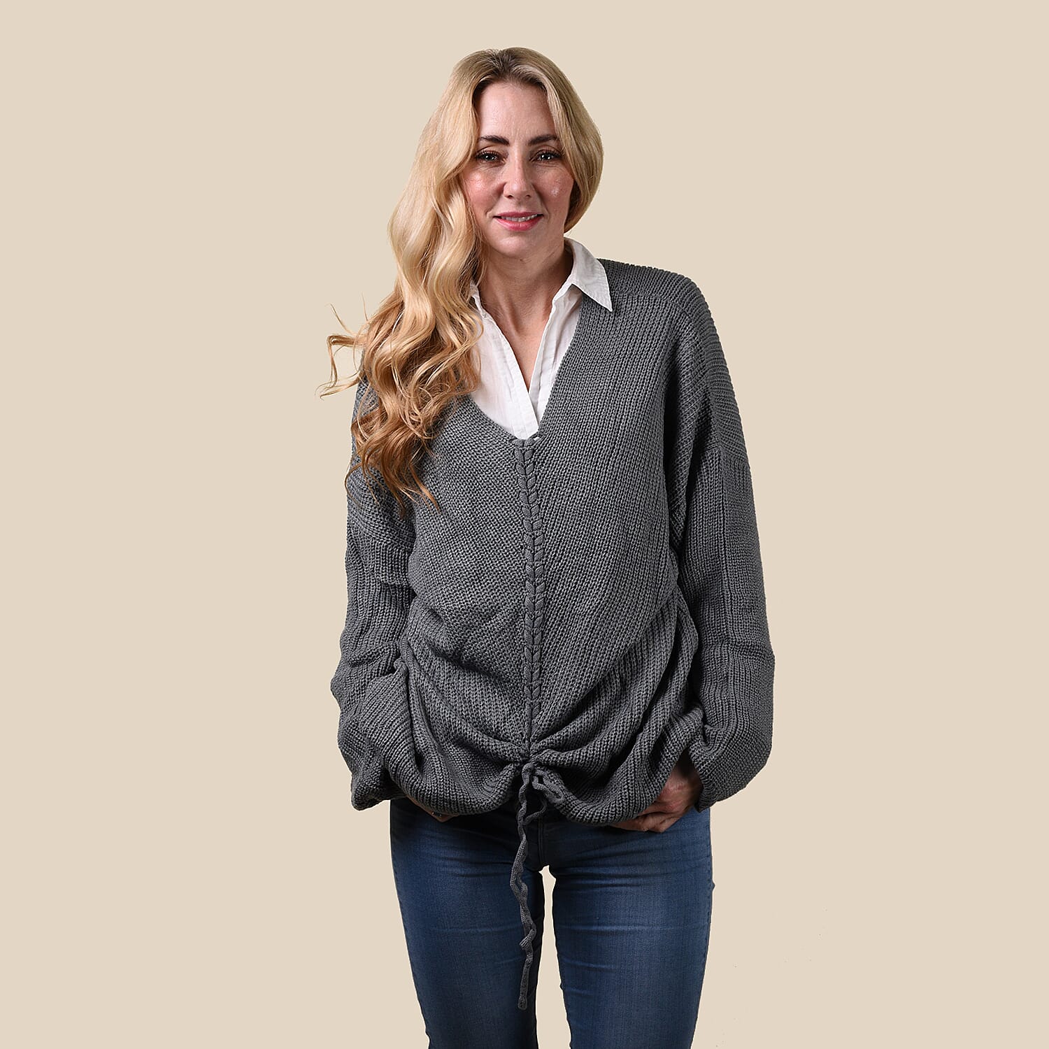 KRIS ANA Braided Front Jumper (Size 8-18) - Grey