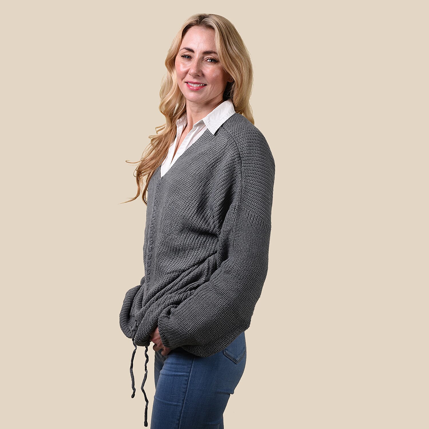 KRIS ANA Braided Front Jumper (Size 8-18) - Grey