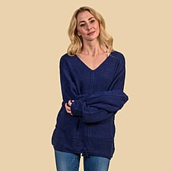 KRIS ANA Braided Front Jumper - Navy