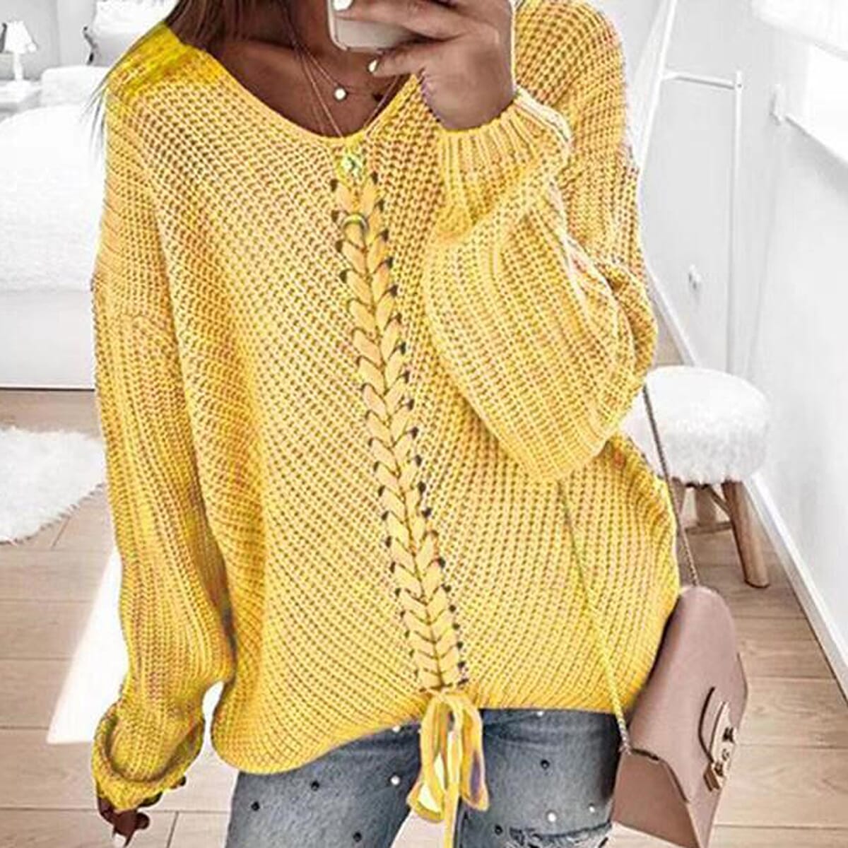 KRIS ANA Braided Front Jumper (Size 8-18) - Yellow