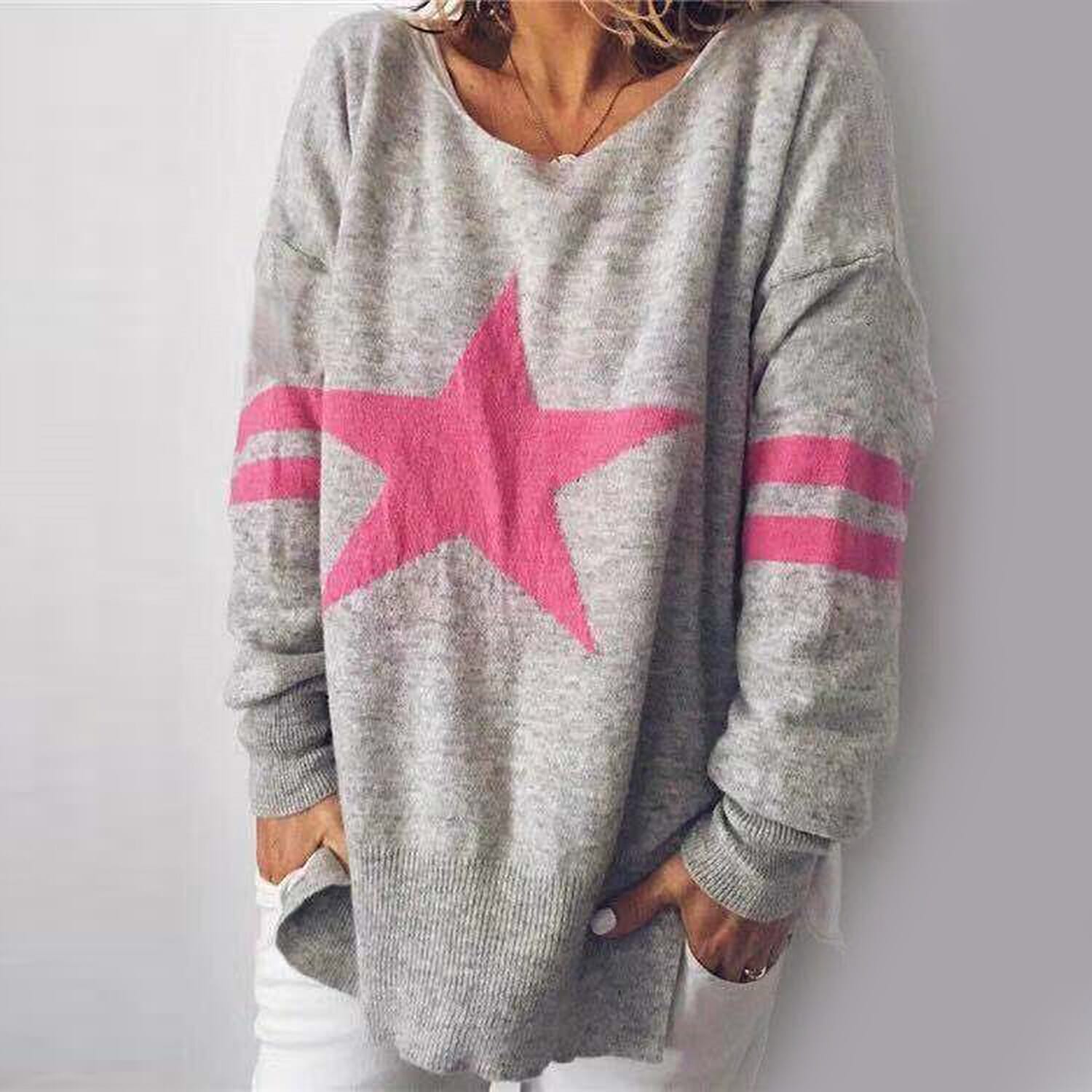 KRIS ANA Star Print Full Sleeves Jumper (Size 8-16) - Grey