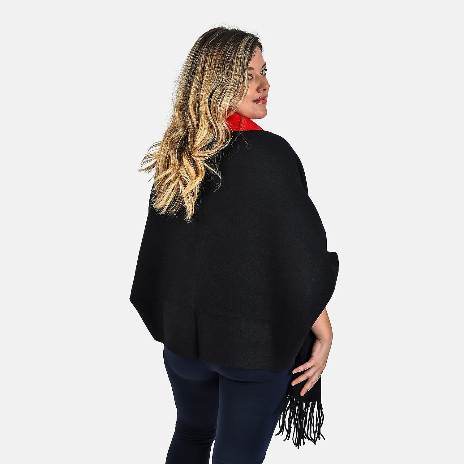 Kris Ana Wrap with Tassels - Black & Grey