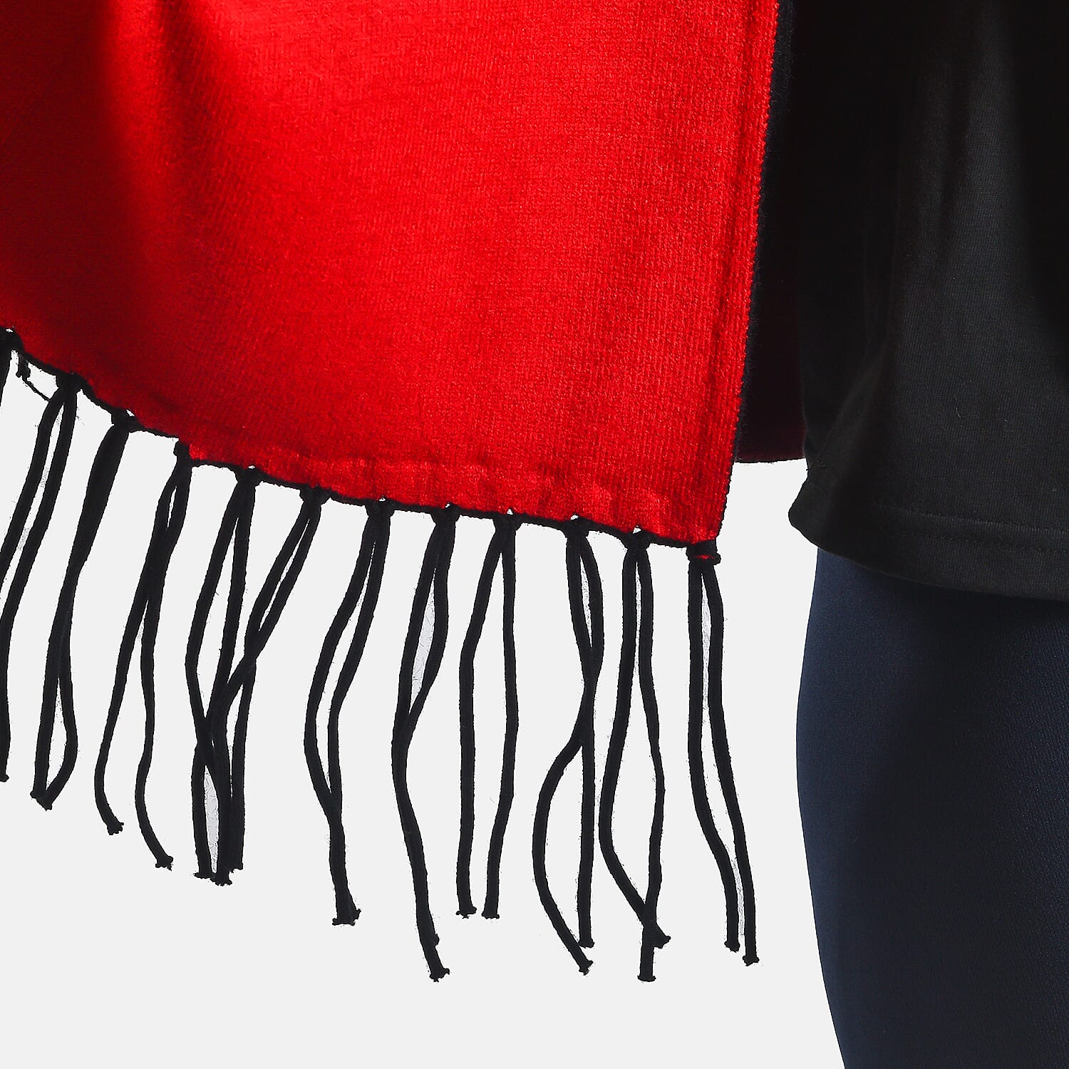 Kris Ana Wrap with Tassels - Black & Grey