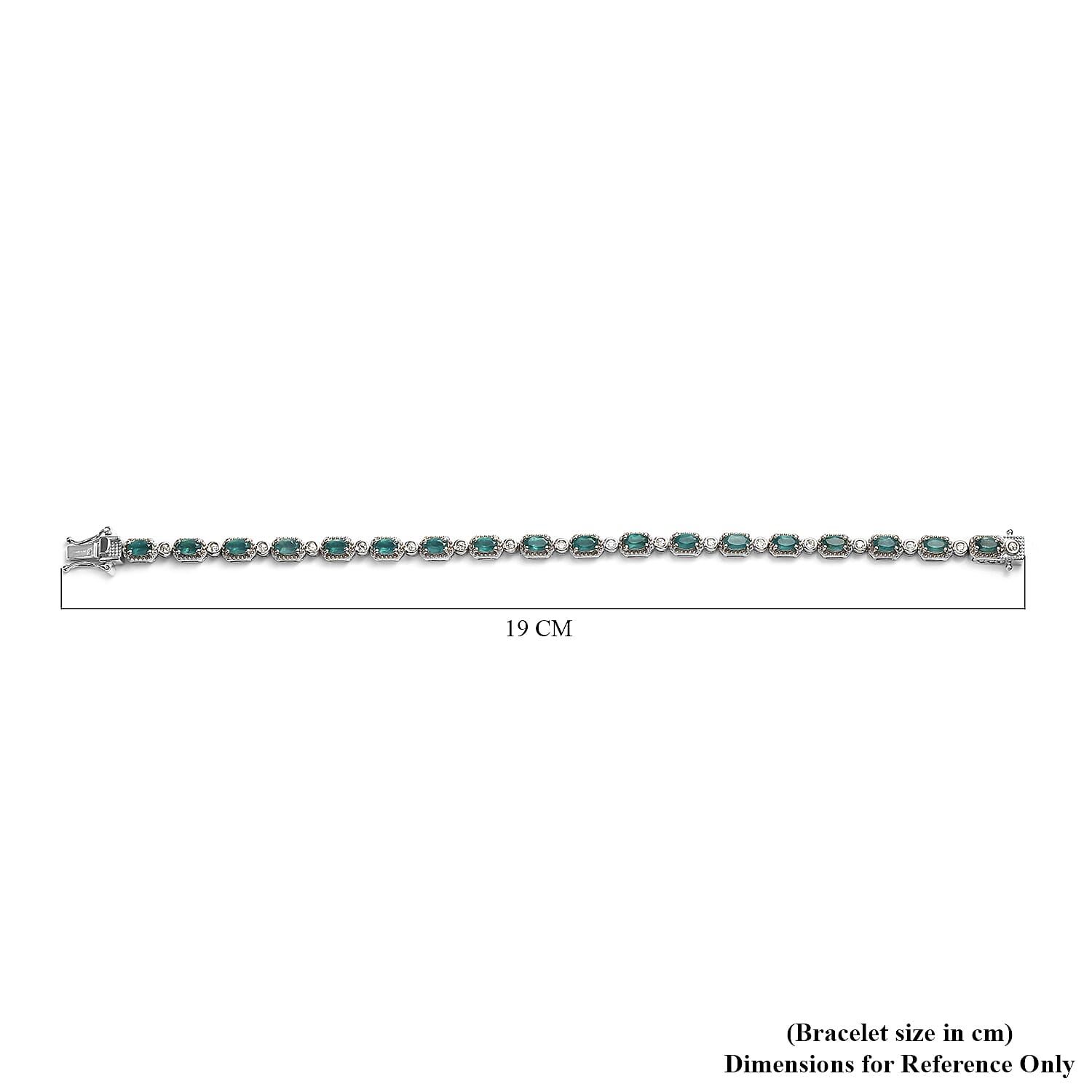Grandidierite ,  White Zircon  Line Bracelet 1 Row (Size - 7) in Platinum Overlay Sterling Silver 5.23 ct  4.392  Ct.