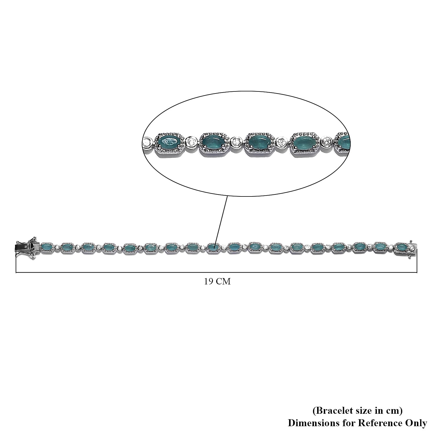 Grandidierite ,  White Zircon  Line Bracelet 1 Row (Size - 7) in Platinum Overlay Sterling Silver 5.23 ct  4.392  Ct.