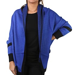 KRIS ANA Longline Border Cardigan -Cobalt & Black