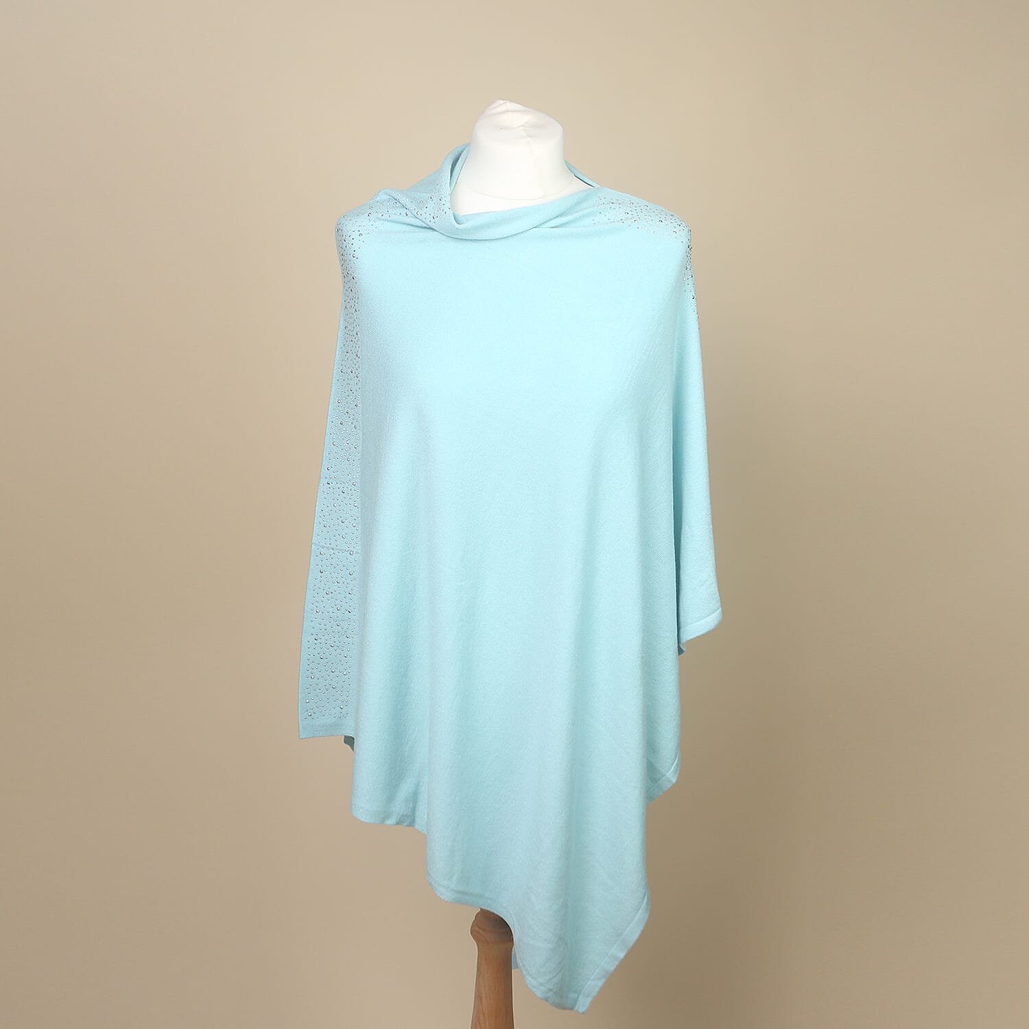 Kris Ana Diamante Trim Poncho (One Size, Fits Approx 8-18) - Mint