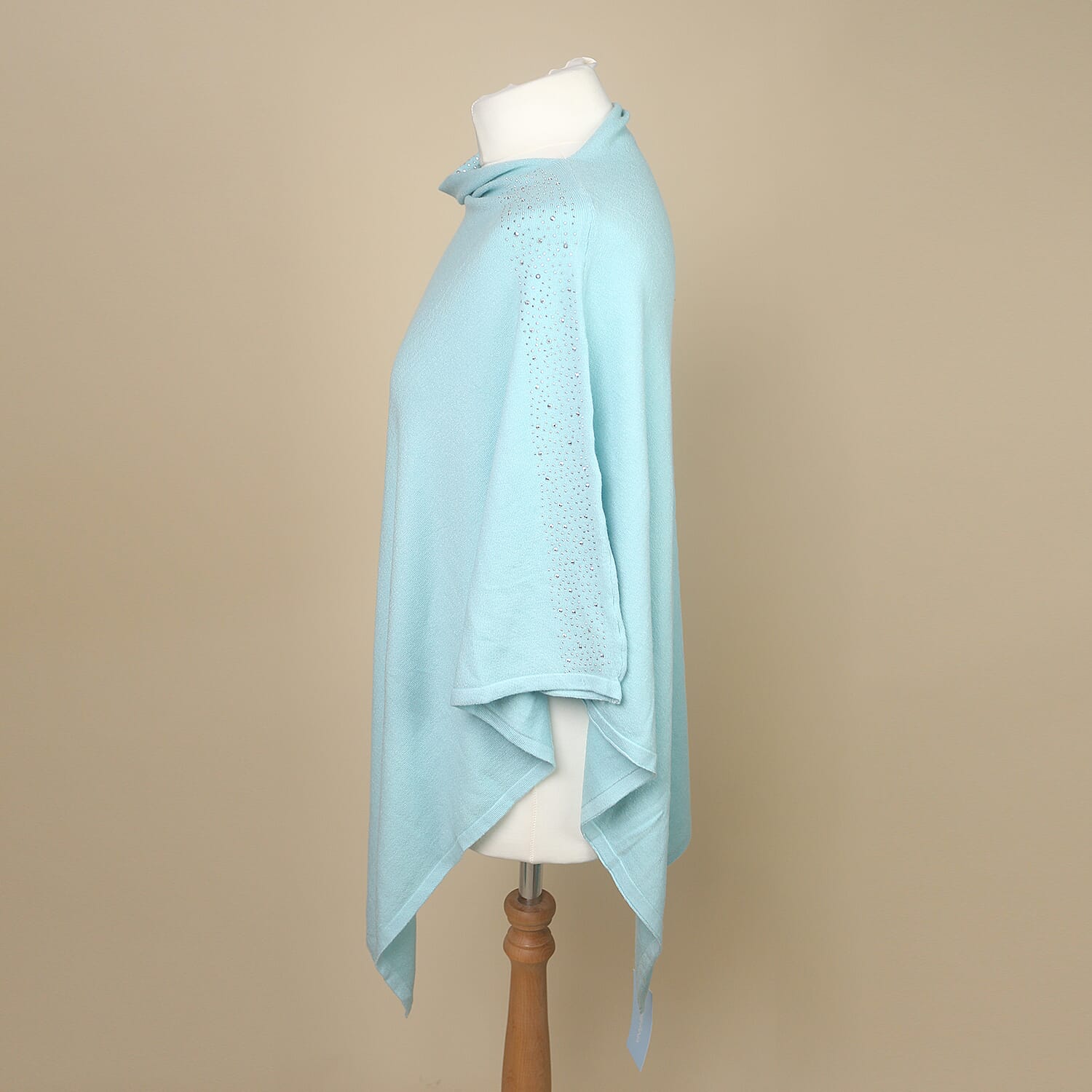 Kris Ana Diamante Trim Poncho (One Size, Fits Approx 8-18) - Mint
