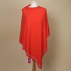 Kris Ana Diamonte Trim Poncho - Orange