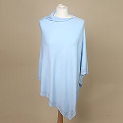 Kris Ana Diamonte Trim Poncho - Baby Blue