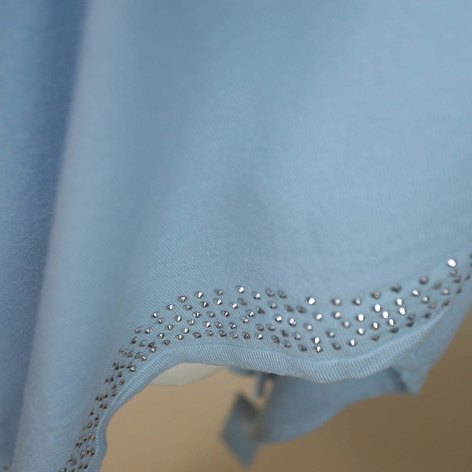 Kris Ana Diamante Trim Poncho (One Size, Fits Approx 8-18) - Baby Blue