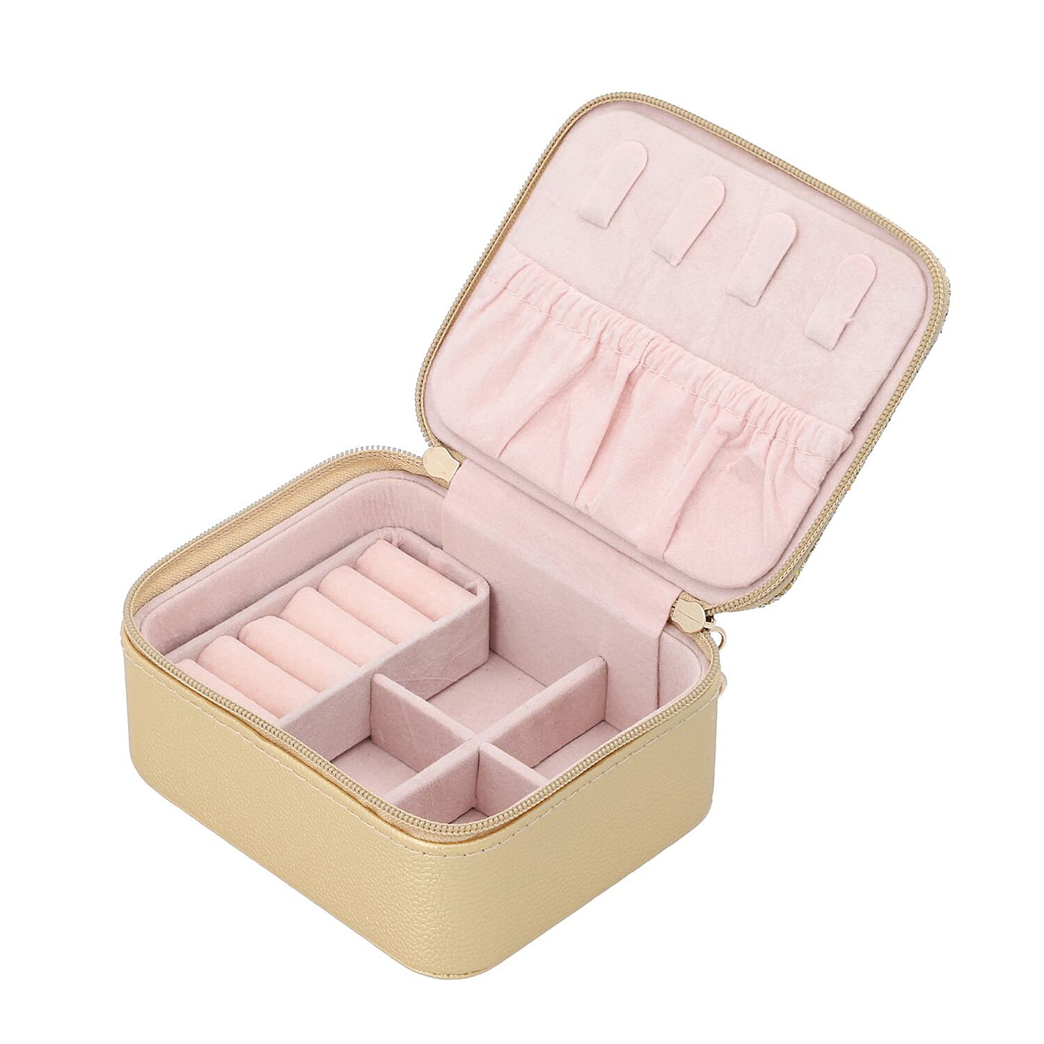 Travel Jewelry & Accessories Box with Removable Sections - Gold