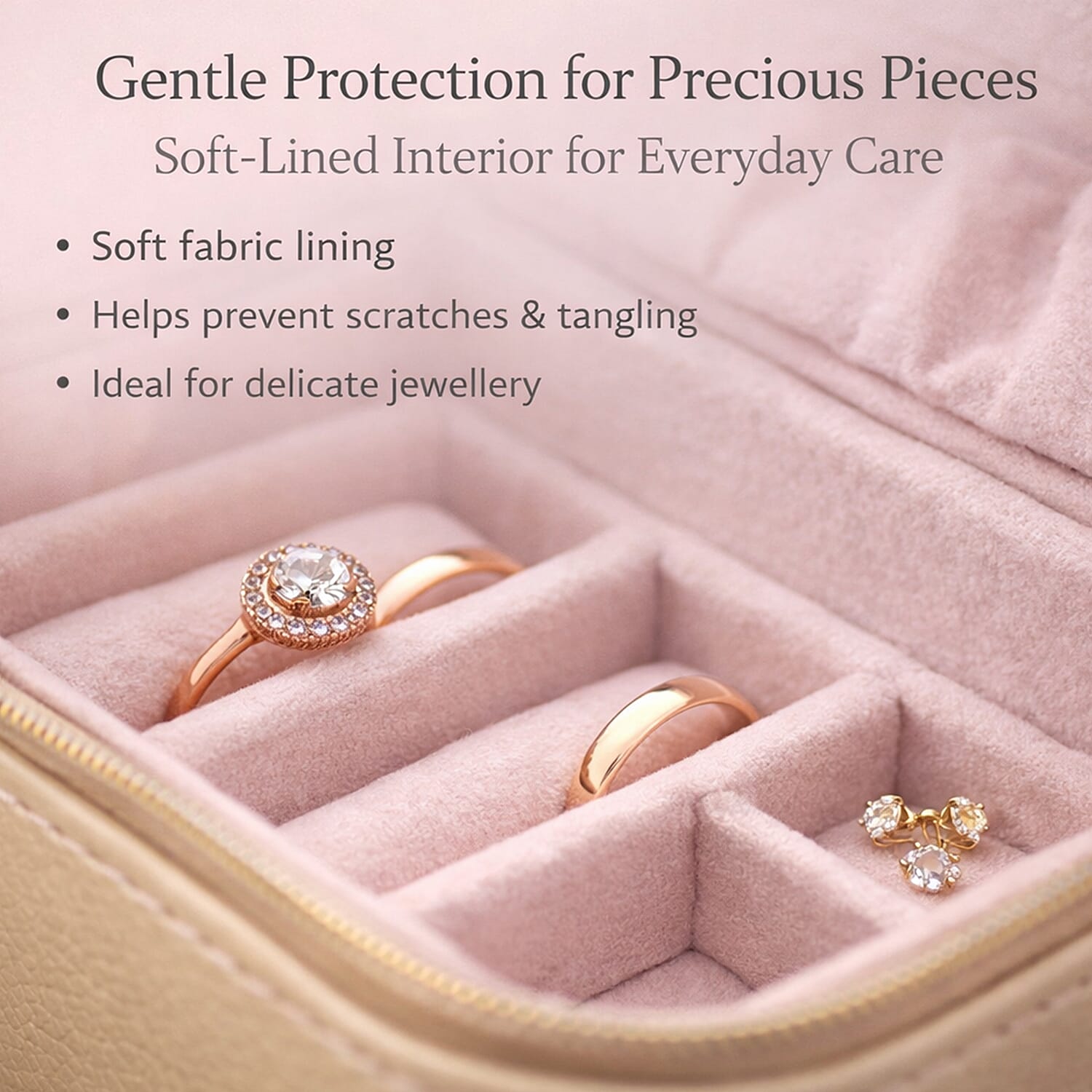 Travel Jewelry & Accessories Box with Removable Sections - Gold