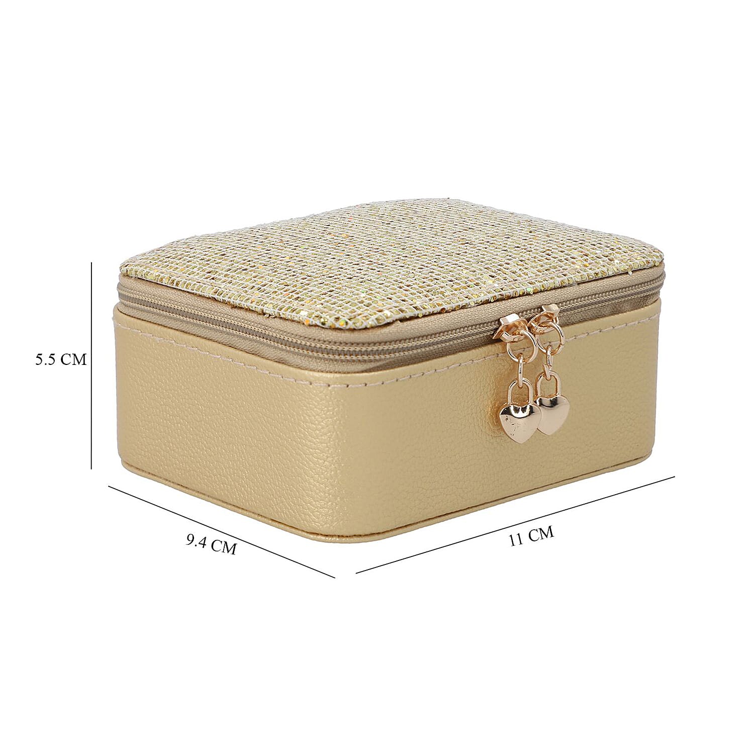 Travel Jewelry & Accessories Box with Removable Sections - Gold