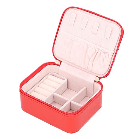 Travel Jewelry & Accessories Box with Removable Sections - Red