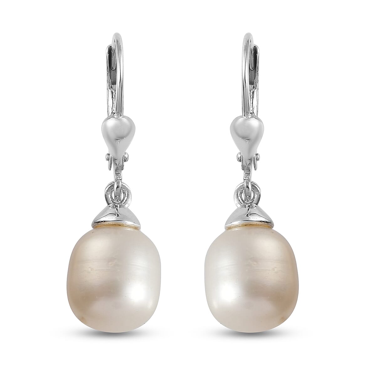 Freshwater Pearl Lever Back Earrings in Sterling Silver