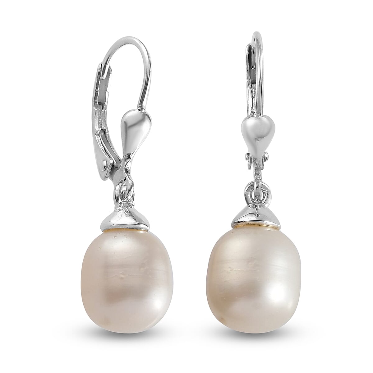 Freshwater Pearl Lever Back Earrings in Sterling Silver