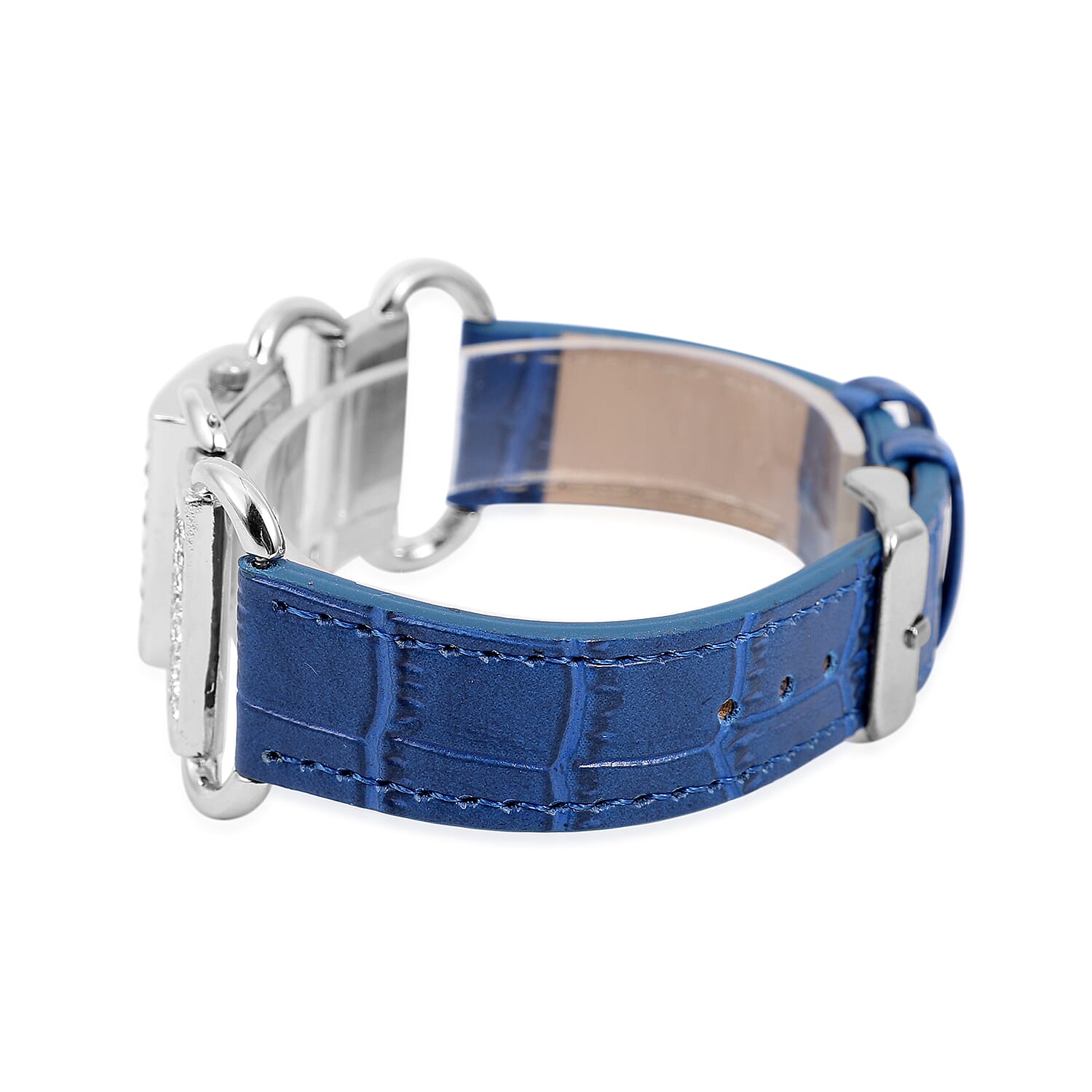 STRADA Japanese Movement Blue Dial Crystal Studded Water Resistant Watch with Blue Colour Strap