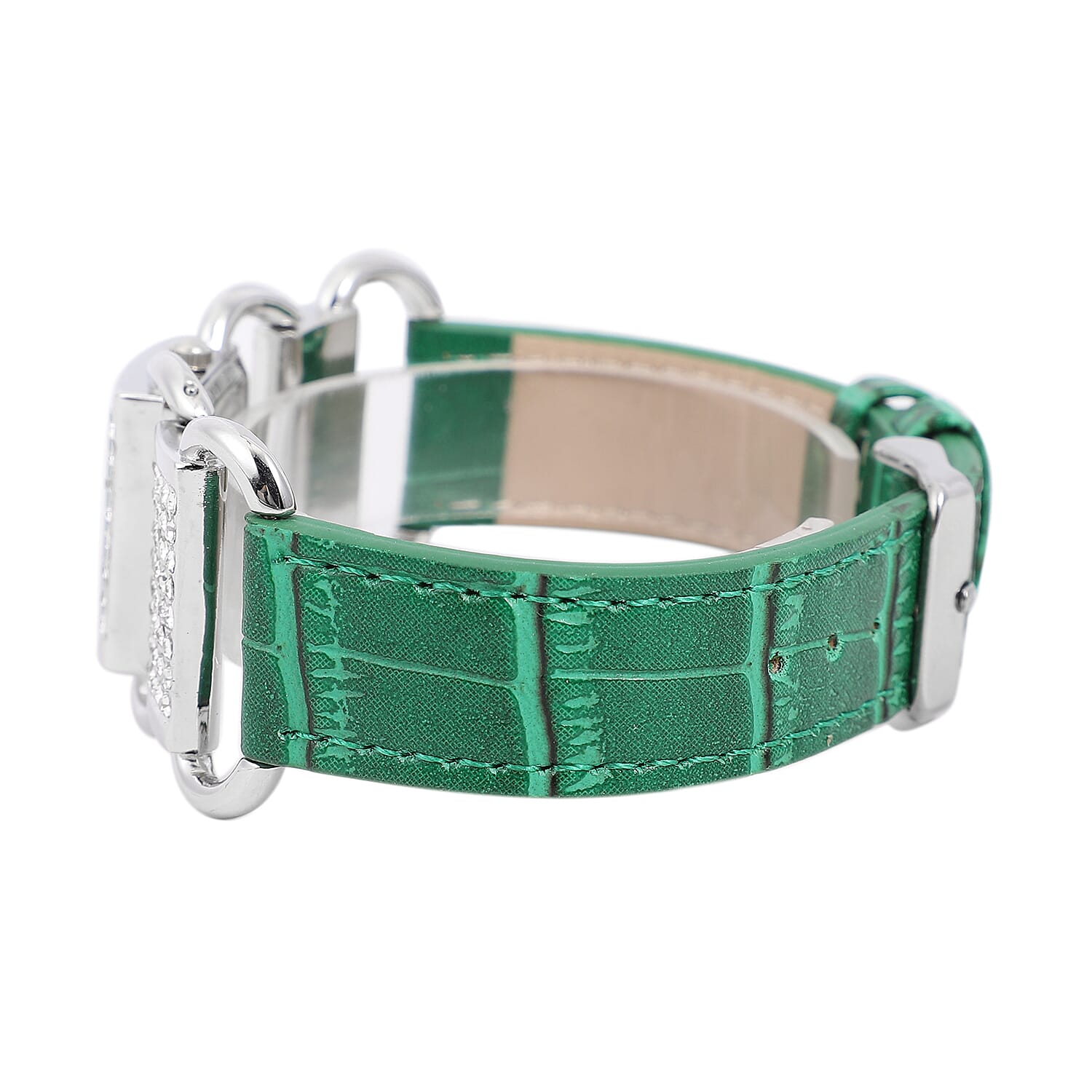 STRADA Japanese Movement Green Dial Crystal Studded Water Resistant Watch with Green Colour Strap