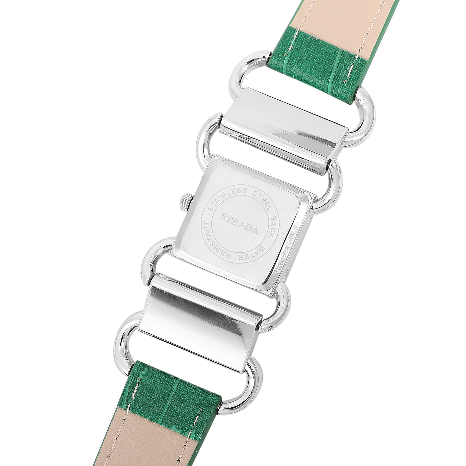 STRADA Japanese Movement Green Dial Crystal Studded Water Resistant Watch with Green Colour Strap