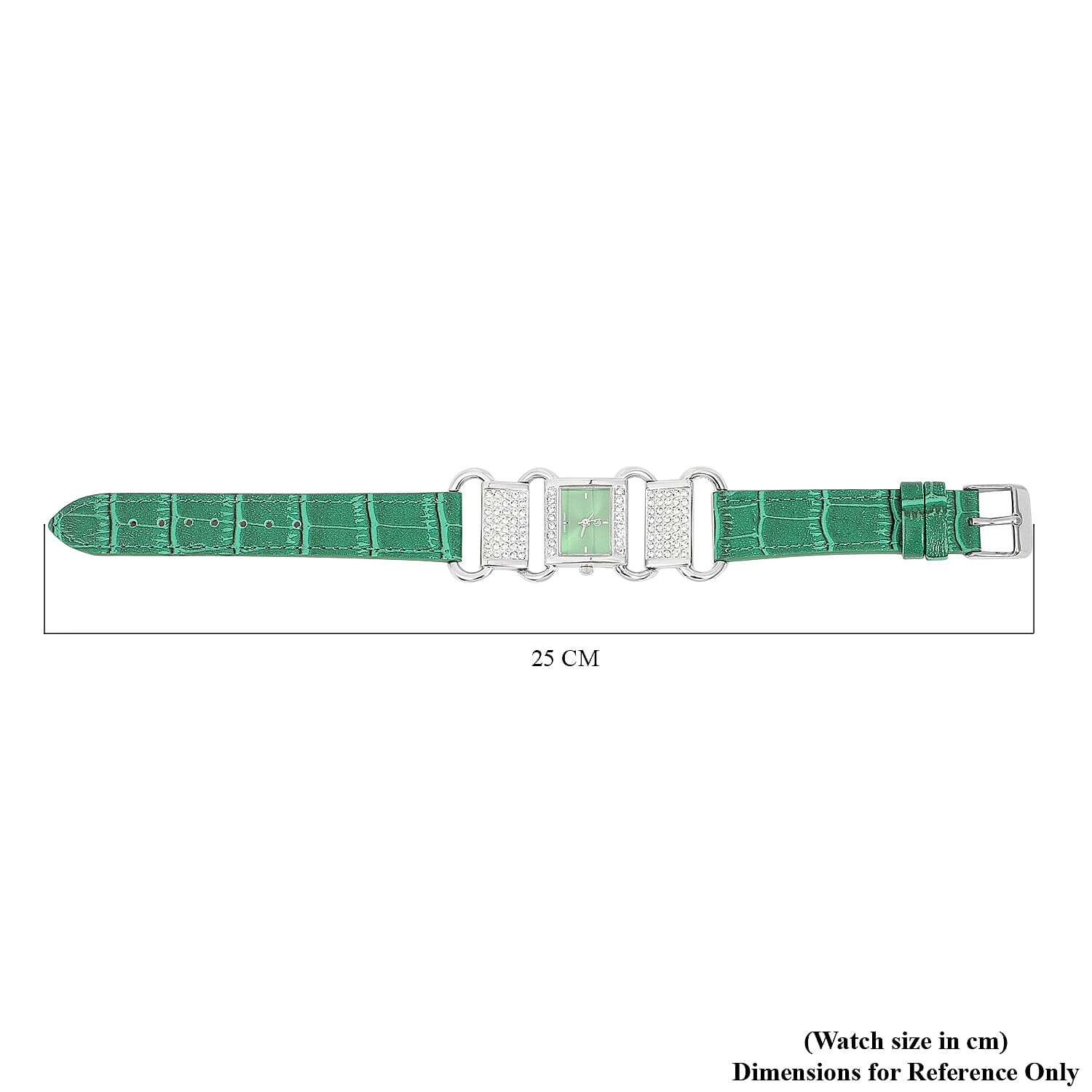 STRADA Japanese Movement Green Dial Crystal Studded Water Resistant Watch with Green Colour Strap
