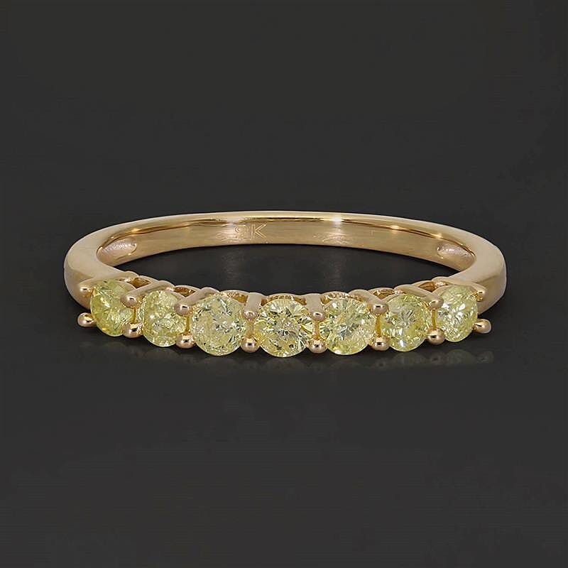 9K Yellow Gold Natural Yellow Diamond Half Eternity Ring 0.55 Ct.