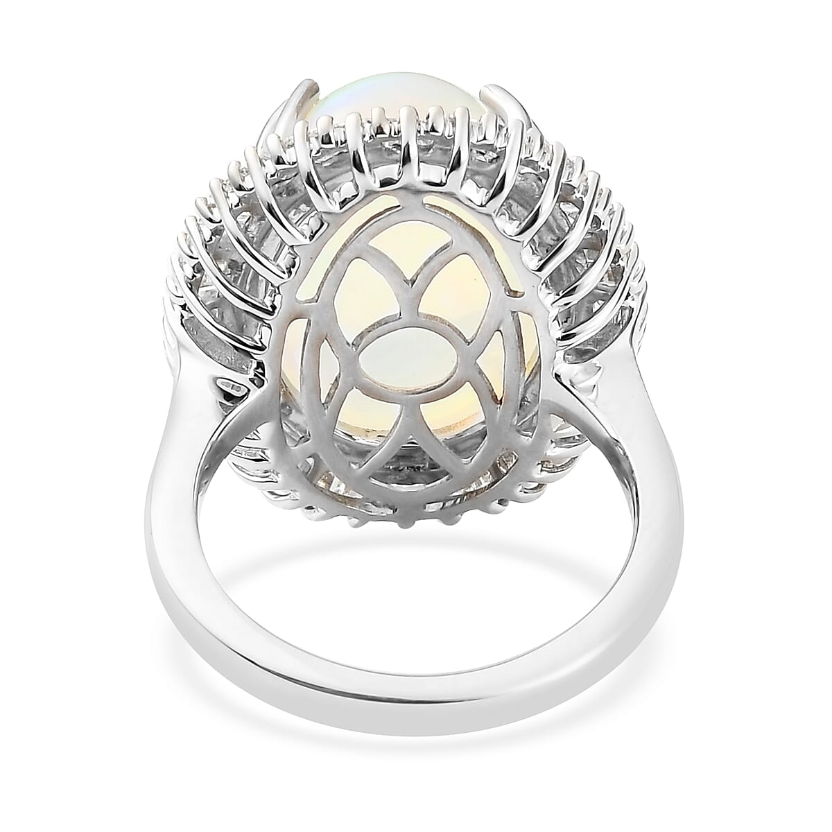 RHAPSODY 950 Platinum AAAA Ethiopian Welo Opal and Diamond (VS-E-F) Ring 10.28 Ct, Platinum Wt. 9.49 Gms