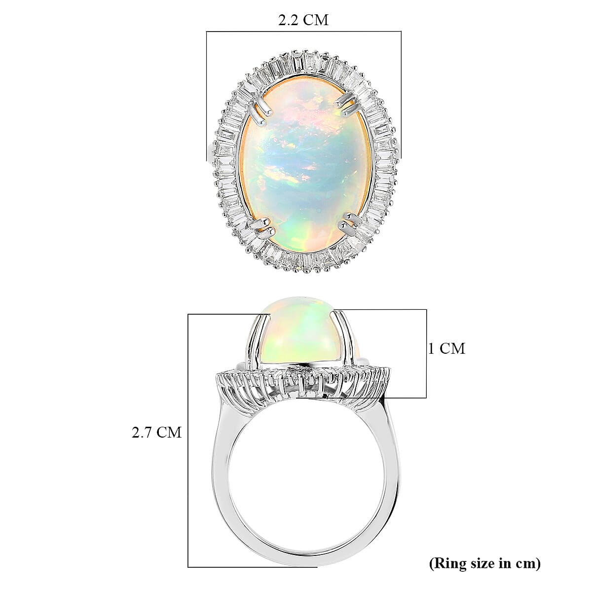 RHAPSODY 950 Platinum AAAA Ethiopian Welo Opal and Diamond (VS-E-F) Ring 10.28 Ct, Platinum Wt. 9.49 Gms