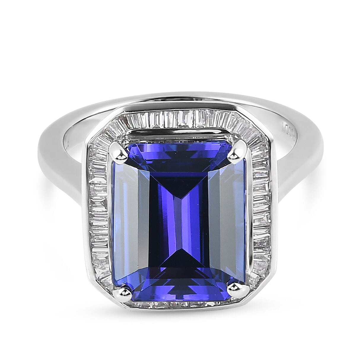 RHAPSODY 950 Platinum AAAA Tanzanite and Diamond (VS-E-F) Ring 8.64 Ct, Platinum wt. 8.08 Gms