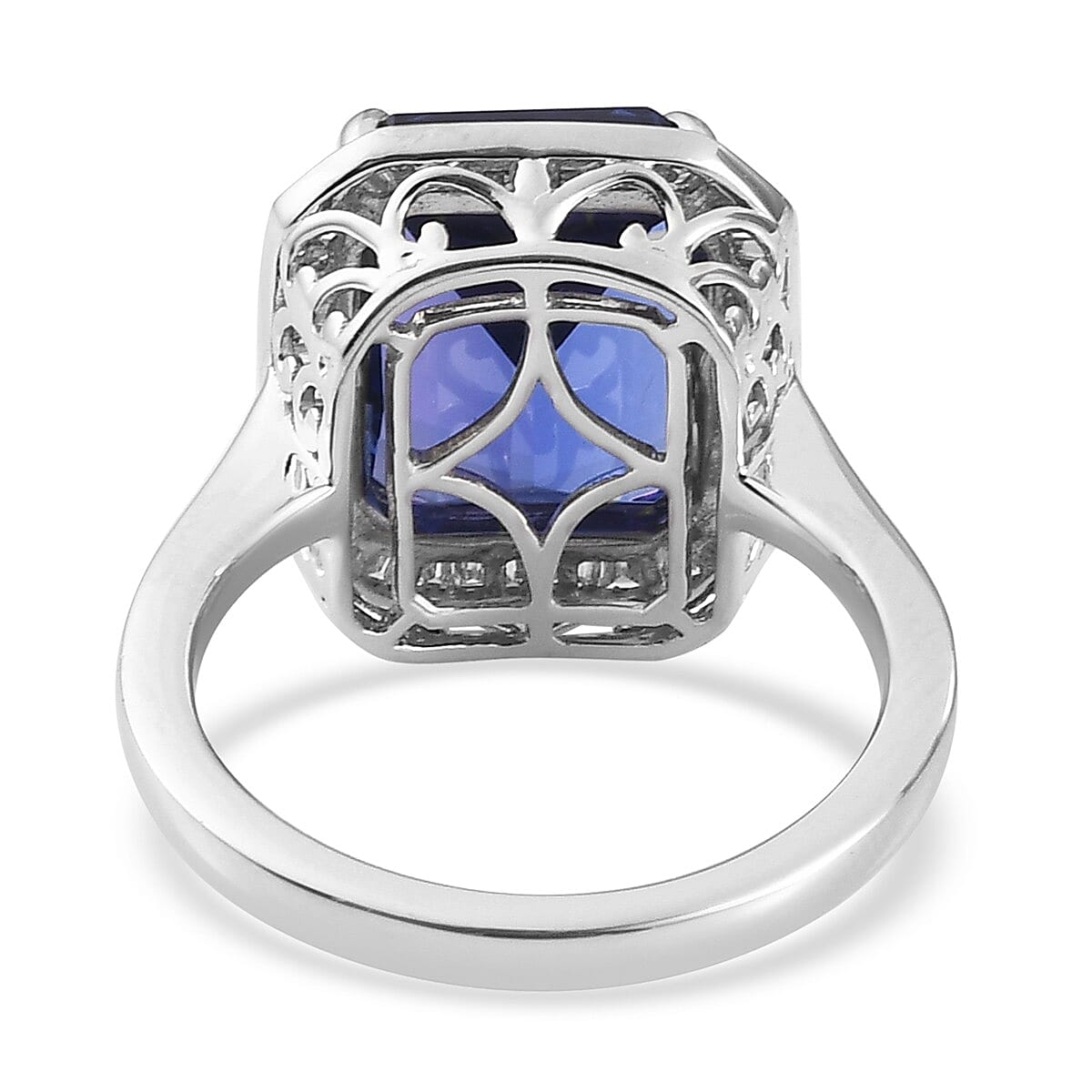 RHAPSODY 950 Platinum AAAA Tanzanite and Diamond (VS-E-F) Ring 8.64 Ct, Platinum wt. 8.08 Gms