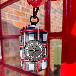 Pet Pooch Boutique- Alfies Plaid Poo Bag Holder (Size 7X4X5 Cm) - Red & White