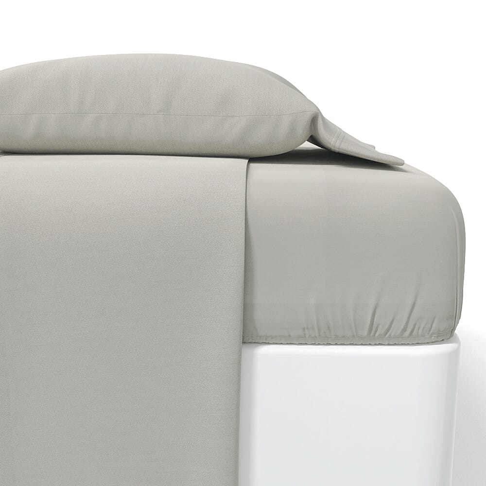 4 Piece Set - Cotton Flat Sheet Fitted Sheet and 2 Pillowcase - Grey