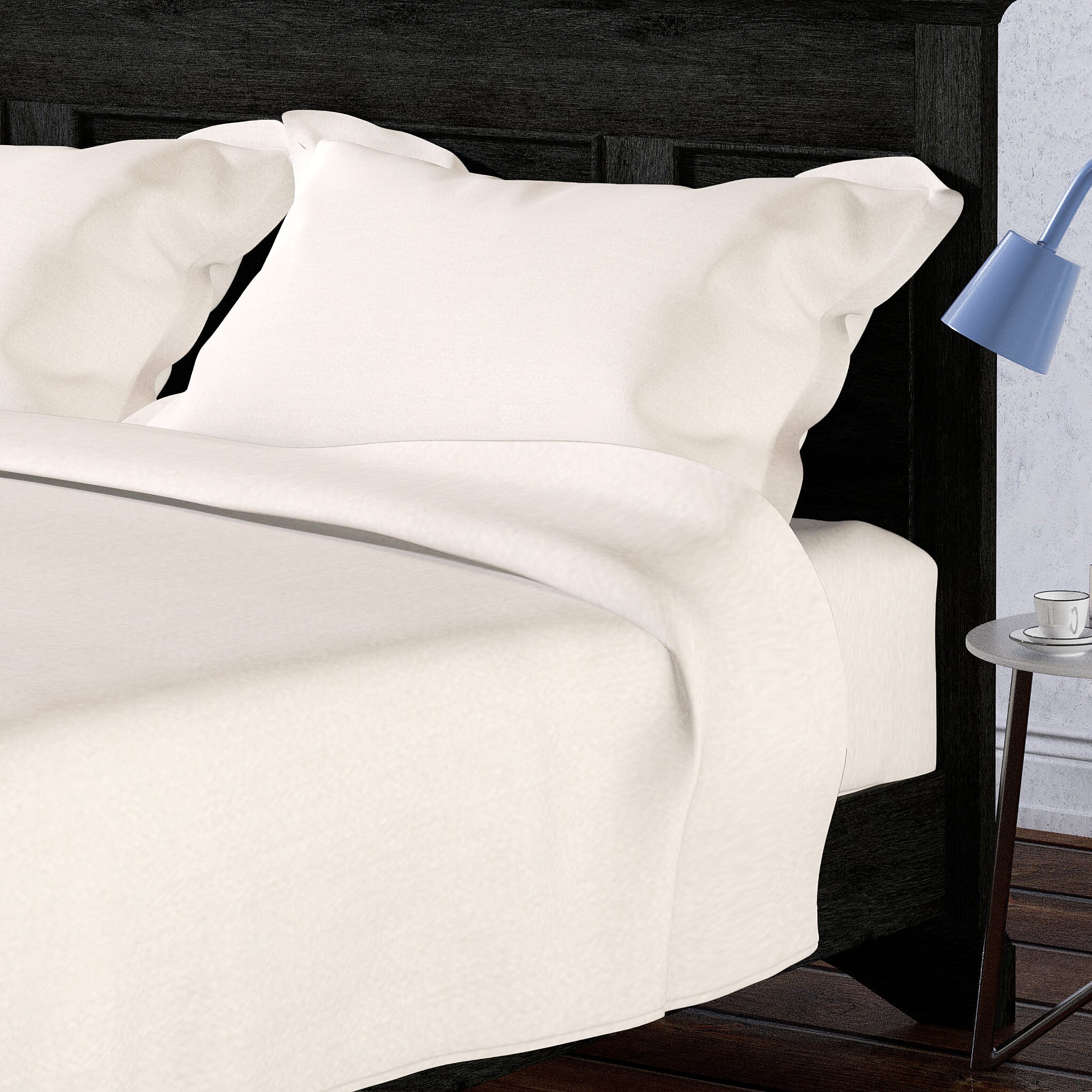 4 Piece Set - Cotton Flat Sheet Fitted Sheet and 2 Pillowcase - Grey