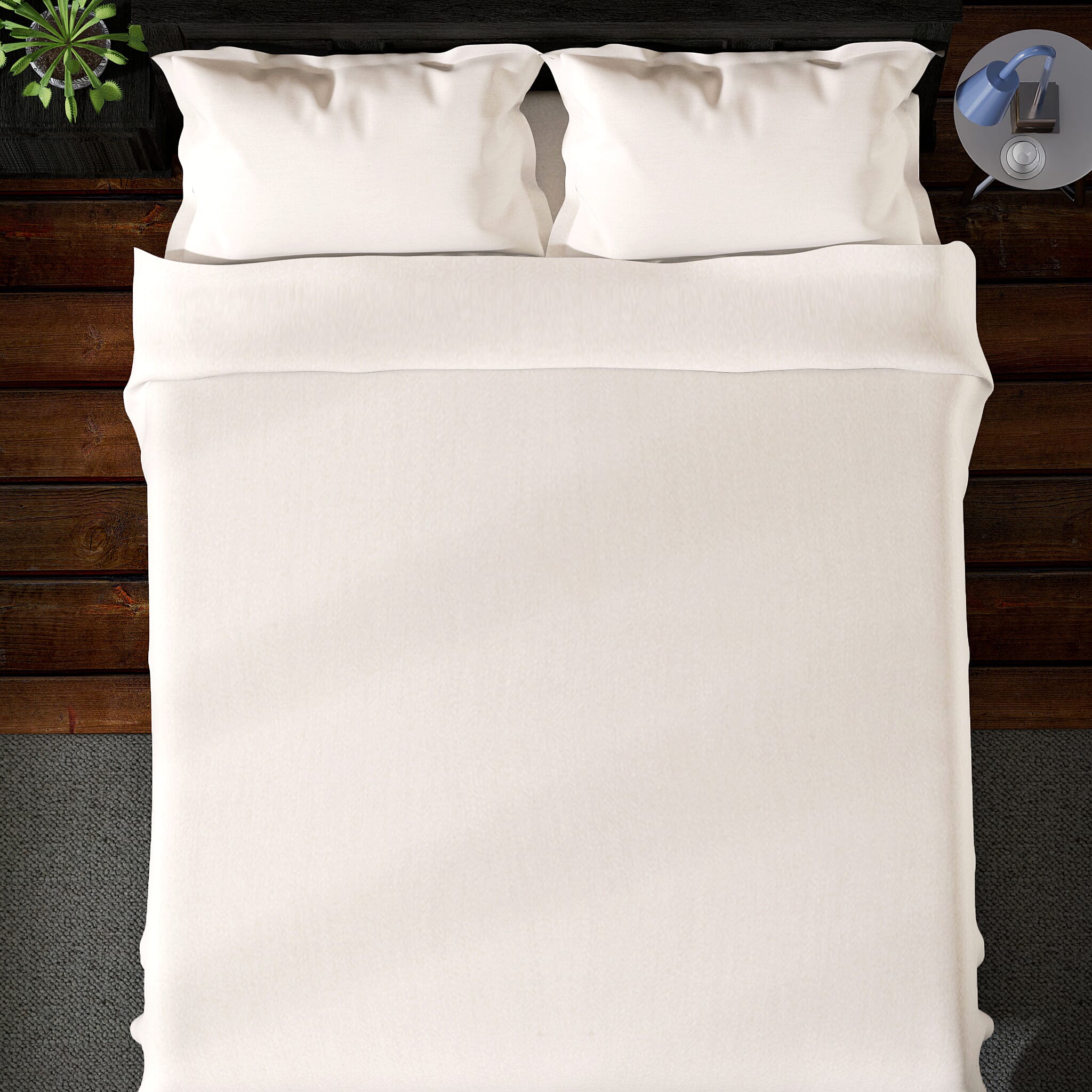 4 Piece Set - Cotton Flat Sheet Fitted Sheet and 2 Pillowcase - Grey