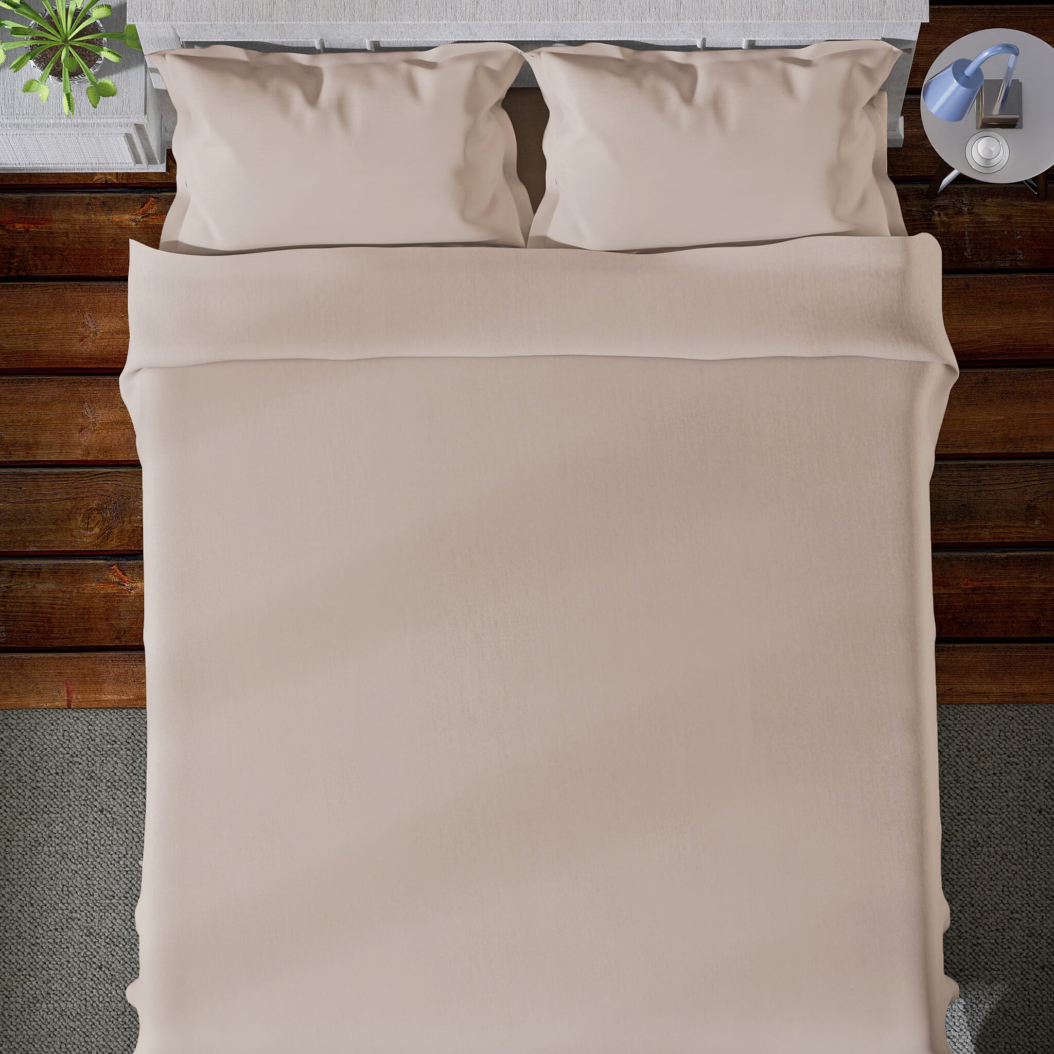 4 Piece Set - Cotton Flat Sheet Fitted Sheet and 2 Pillowcase - Grey