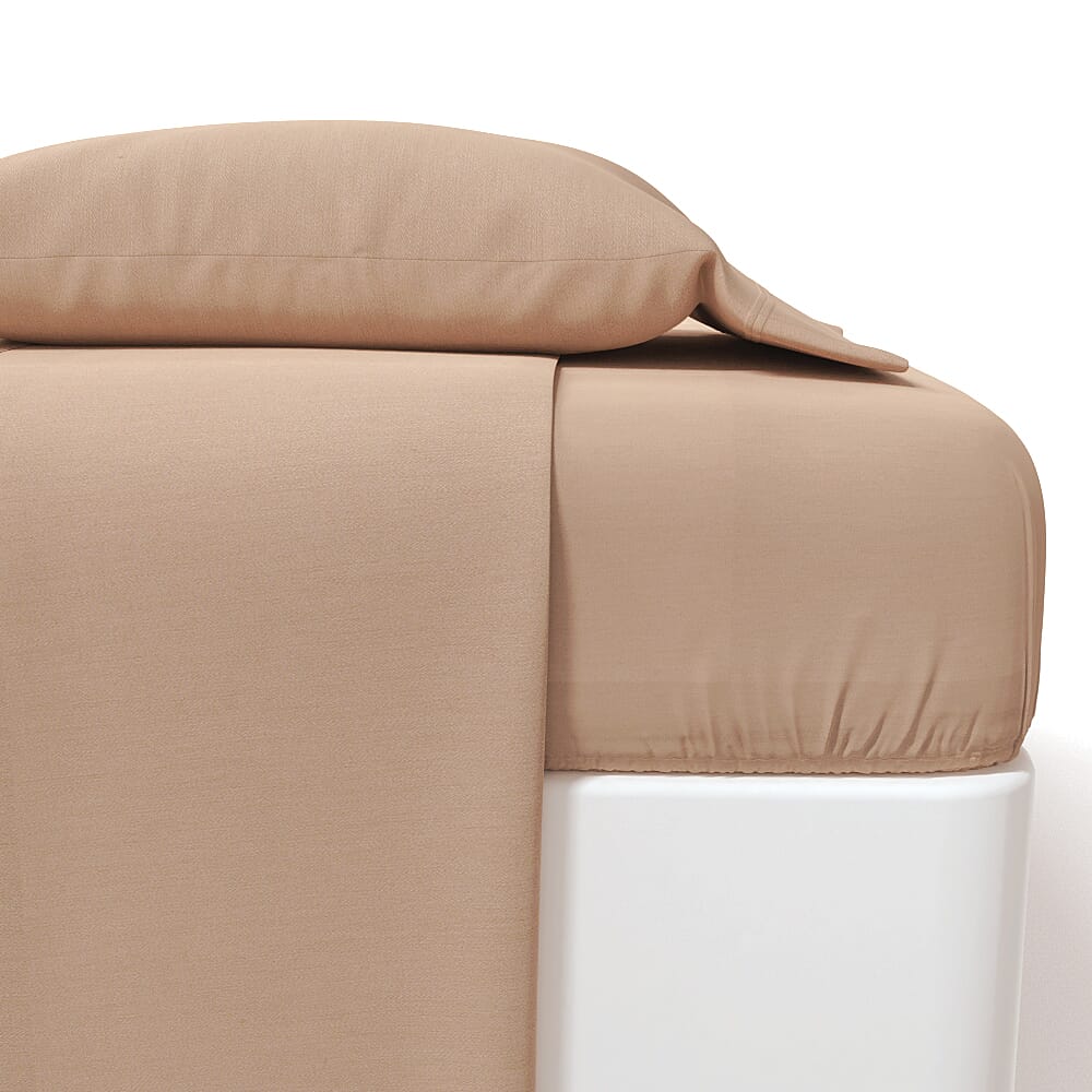 4 Piece Set - Cotton Flat Sheet Fitted Sheet and 2 Pillowcase - Grey